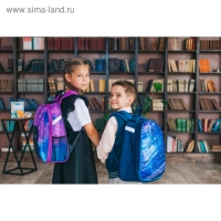 Рюкзак каркасный школьный, 37 х 28 х 19 см, Calligrata К "Крутой космос", синий