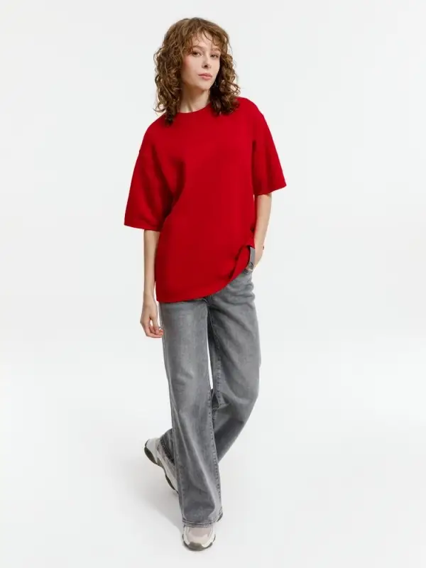 Джемпер с коротким рукавом Siluetti Volumica, красный, размер XS/S Джемпер с коротким рукавом Siluetti Volumica, красный, размер XS/S