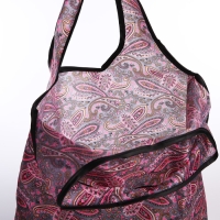 Сумка хозяйственная без застёжки, складная, цвет серый/розовый Сумка хозяйственная без застёжки, складная, цвет серый/розовый