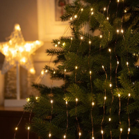 Гирлянда &laquo;Конский хвост&raquo; 10 нитей по 1 м, IP20, медная нить, 100 LED, свечение тёплое белое, 12 В