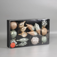 Набор украшений пластик 16 шт "Вереница" (8 шаров, 8 сосулек) зелёно-коричневый Набор украшений пластик 16 шт "Вереница" (8 шаров, 8 сосулек) зелёно-коричневый