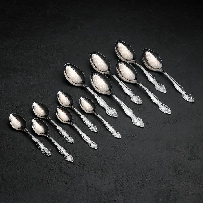 Набор столовых приборов &laquo;Тройка&raquo;, 24 предмета, художественная роспись, декоративная коробка