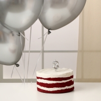 Свечи для торта + 5 шаров, цифра 8, серебро