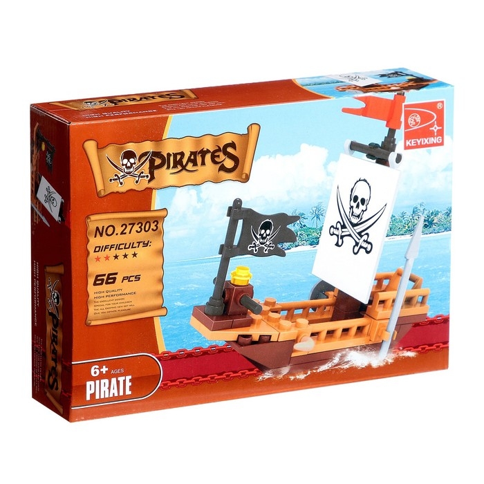 Конструктор &laquo;Пиратская лодка&raquo;, 62-66 деталей, МИКС
