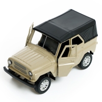Машина металлическая УАЗ Hunter, инерция, 1:32, свет и звук, цвет бежевый Машина металлическая УАЗ Hunter, инерция, 1:32, свет и звук, цвет бежевый