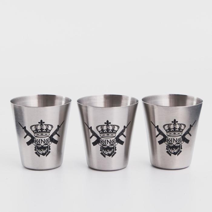 Стопки, 23 Февраля "KING", набор 3 шт по 30 мл, 4 х 3.5 см