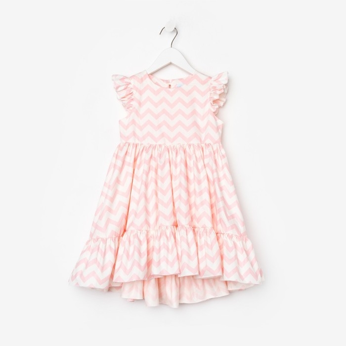 Платье для девочки KAFTAN &laquo;Зигзаг&raquo;, размер 32 (110-116), цвет белый/розовый