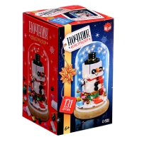 Конструктор блочный ночник &laquo;Снеговик&raquo;, 131 деталь, с гирляндой