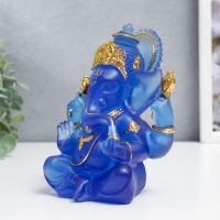Сувенир полистоун "Ганеша - Индийское божество" синий с золотом 14х8х7 см