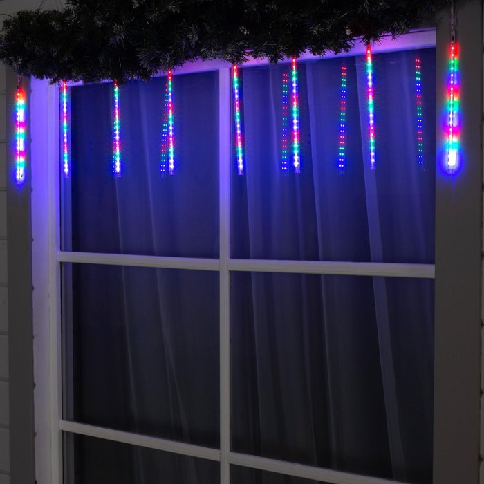Гирлянда &laquo;Сосульки&raquo; 2.5 &times; 0.3 м, IP65, прозрачная нить, 192 LED, свечение мульти с эффектом стекания, 12 В