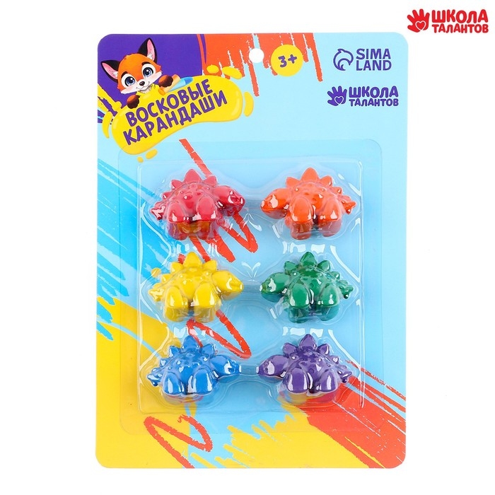 Восковые карандаши &laquo;Динополис&raquo;, набор 6 шт.