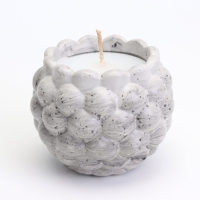 Свеча "Шар" в подсвечнике с шарообразными гранями из гипса,8х7см,мрамор с чёрными полосками