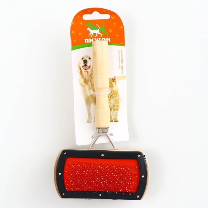 Двусторонняя щётка-пуходерка с деревянной ручкой, 10 Х 17 см Двусторонняя щётка-пуходерка с деревянной ручкой, 10 Х 17 см