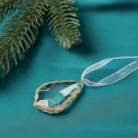 Украшение ёлочное "Капля" (набор 3 шт) 4,5х3 см, прозрачный с золотом