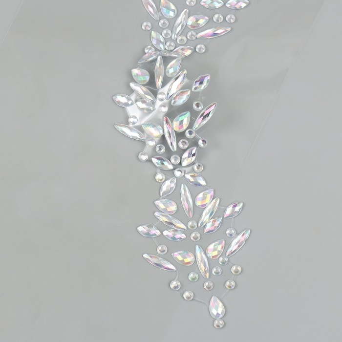 Наклейка пластик стразы на волосы "Сердца"  26,5х13 см