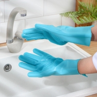 Перчатки хозяйственные Доляна, 28&times;14 см, силиконовые, цвет бирюзовый