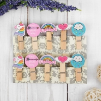 Прищепки декоративные с веревкой для подвеса &laquo;Вдохновение&raquo; набор 10 шт.