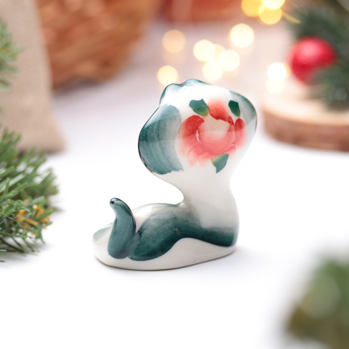 Новый год. Сувенир символ года 2025 Новый год. Сувенир символ года 2025 "Кобра Лайма", гжель, цвет, 8 см