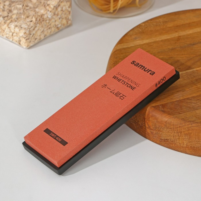 Камень точильный Samura, SWS-400-K, водный однослойный, зернистость 400 Камень точильный Samura, SWS-400-K, водный однослойный, зернистость 400