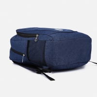 Рюкзак мужской на молнии, 3 наружных кармана, цвет синий