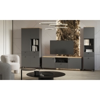 Тумба под ТВ Ника, 1500х410х516,  Графит/Дуб/Эйфория МДФ