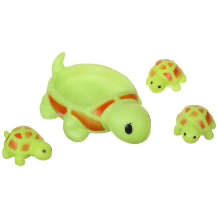 Набор резиновых игрушек для ванны &laquo;Мыльница: Черепаха&raquo;, 14,5 см, с пищалкой, 4 шт, цвет МИКС, Крошка Я