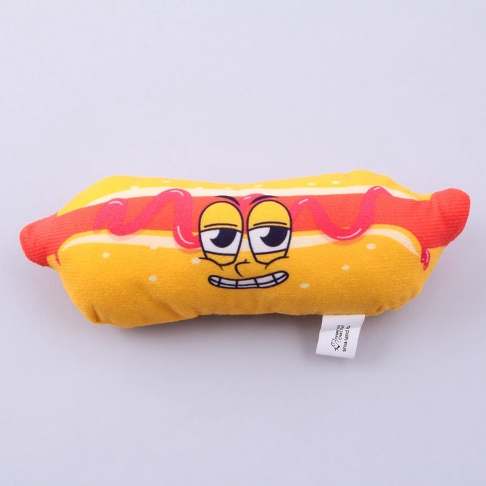 Игрушка для собак с пищалкой &laquo;&lrm;Хот-дог&raquo;&lrm; из текстиля, 18 х 7 см