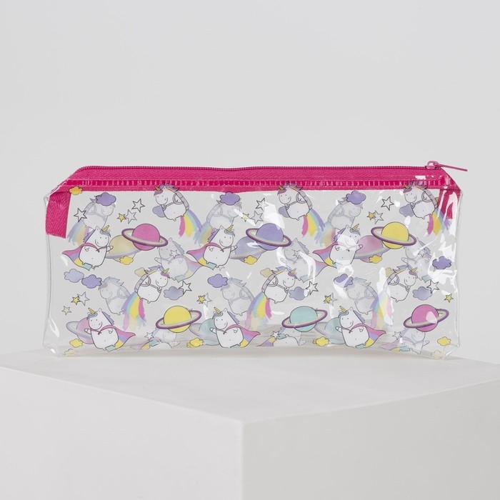 Пенал мягкий 1 отделение, 95 х 205 мм, плоский, ПВХ, Calligrata "Единорог"