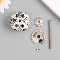 Ручка для шкатулки керамика, металл "Сиреневые цветы" 4,1х4,1х6 см