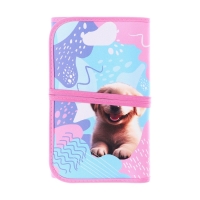 Пенал мягкий скрутка , 220х460 мм , Calligrata "Щенок в наушниках", на шнуровке, на 37 предметов