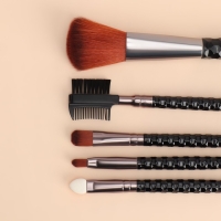 Набор кистей для макияжа, 5 предметов, цвет чёрный/розовое золото