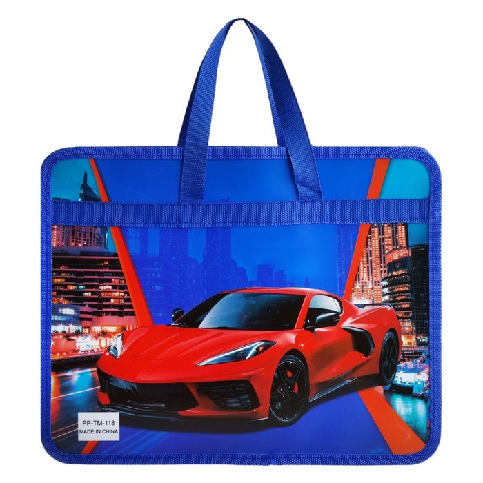 Папка с ручками пластиковая А4, 37 х 22 х 5 см Папка с ручками пластиковая А4, 37 х 22 х 5 см "Машина красная"