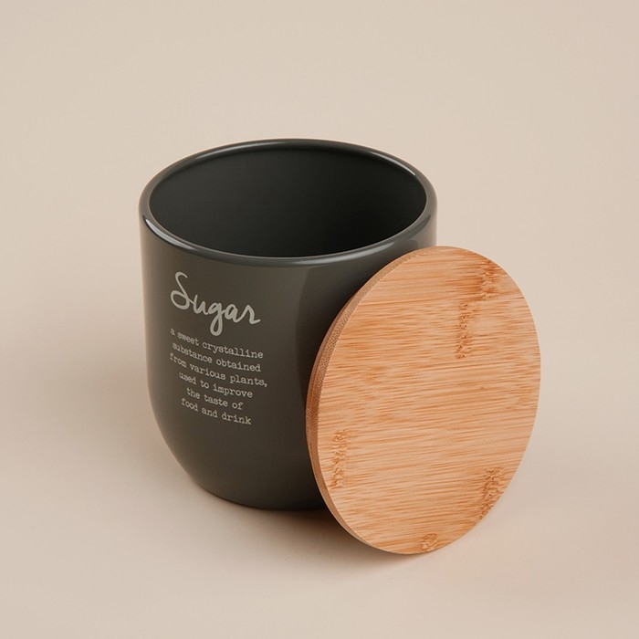 Банка для сахара SL Home, 12&times;12 см, цвет серый, с бамбуковой крышкой