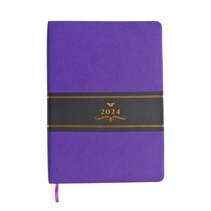 Ежедневник датированный 2024 A5 176 листов, deVENTE.Nobile, мягкая обложка из искусственной кожи, ляссе, кремовый блок 70 г/м2, фиолетовый