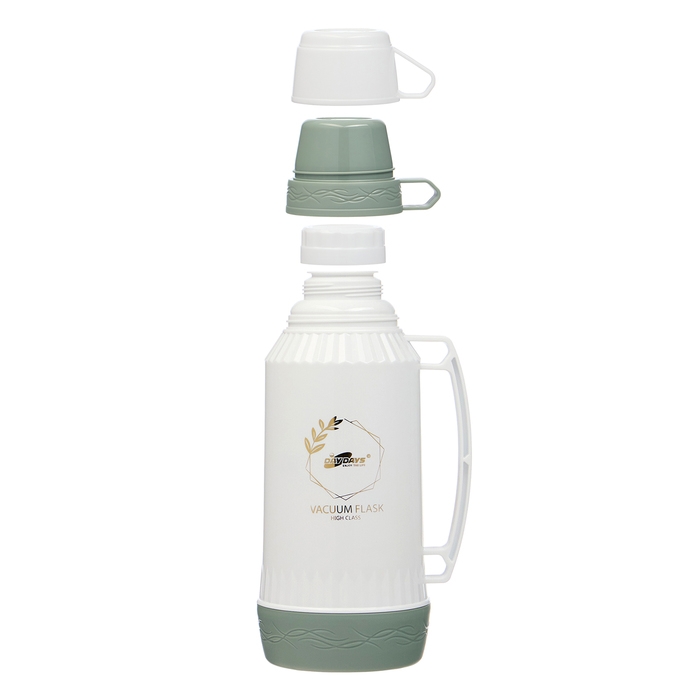 Термос 1.8 л, со стеклянной колбой, сохраняет тепло 12 ч, с кружкой, зелёный