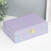Шкатулка кожзам для украшений "Полосы.Текстура" сирень перламутр 7,5х22х15 см Шкатулка кожзам для украшений "Полосы.Текстура" сирень перламутр 7,5х22х15 см