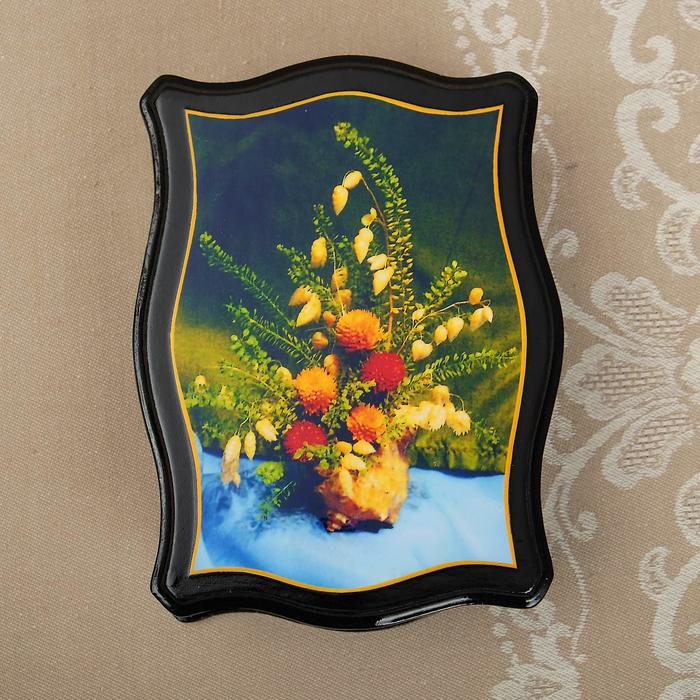 Шкатулка &laquo;Цветы&raquo;, 12&times;16 см, лаковая миниатюра микс