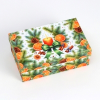 Набор подарочных новогодних коробок 10 в 1 "Мандариновое счастье", 32,5 х 20 х 12,5 - 12 х 7 х 4 см. Новый год