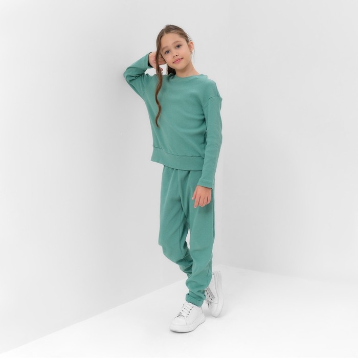 Костюм для девочки (свитшот, брюки) MINAKU цвет оливы, рост 134 см Костюм для девочки (свитшот, брюки) MINAKU цвет оливы, рост 134 см