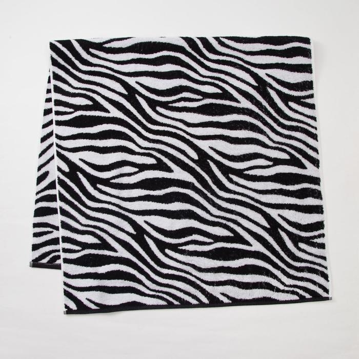 Полотенце махровое Этель ЧБ &laquo;Зебра&raquo;, пестроткань, 70х130 см