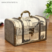 Шкатулка дерево состаренная "Ретро транспорт" сундучок 11,5х17,5х11,5 см
