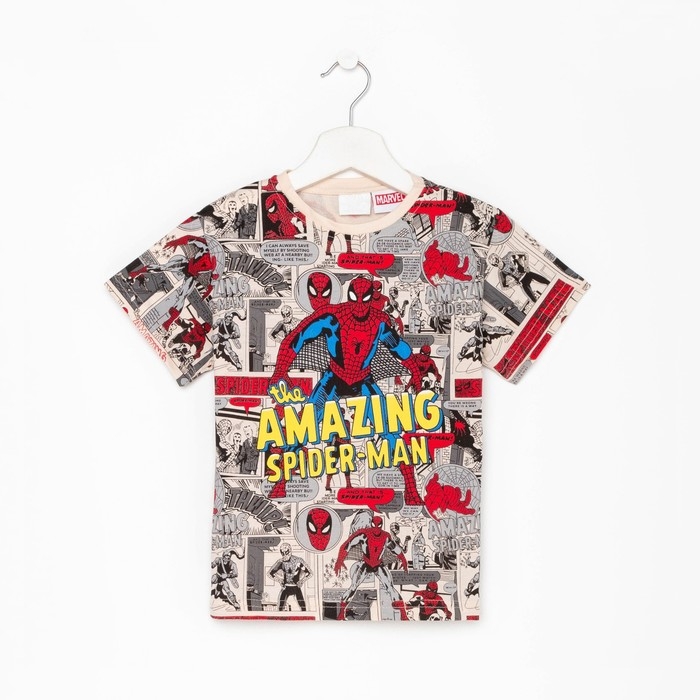 Футболка детская Marvel, цвет бежевый, рост 110-116 см (5-6 лет)