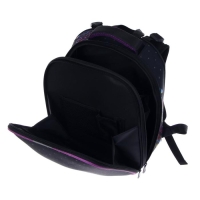 Рюкзак каркасный школьный 38 х 30 х 16 см, эргономичная спинка, Stavia "Авокадо", чёрный/сиреневый