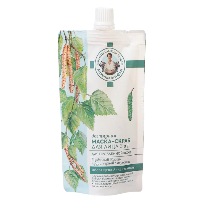 Маска-скраб для лица 3в1 РБА &laquo;Дегтярная&raquo; для проблемной кожи, 100 мл