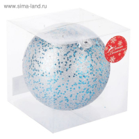 Шар пластик d-15 см "Мега" серебристо-голубой