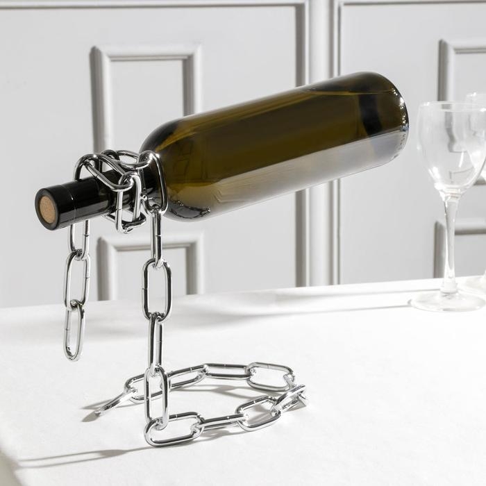 Подставка для бутылки Доляна &laquo;Цепь&raquo;, 18&times;12&times;20 см, цвет хром