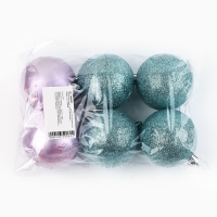 Шары ёлочные новогодние, на Новый год, d=6 см, 6 шт., цвет голубой и розовый