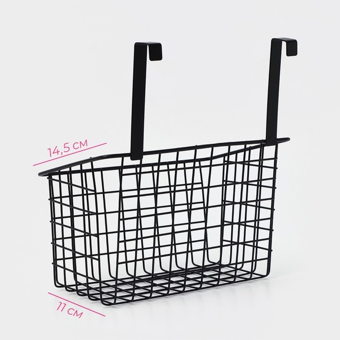 Корзина подвесная на шкаф или дверцу Доляна, 26×13,5×17 см, цвет чёрный Корзина подвесная на шкаф или дверцу Доляна, 26×13,5×17 см, цвет чёрный