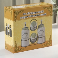 Набор керамический для специй и масел &laquo;Домик в деревне&raquo;, 4 предмета: солонка 115 мл, перечница 115 мл, бутыль для масла 350 мл, бутыль для уксуса 350 мл