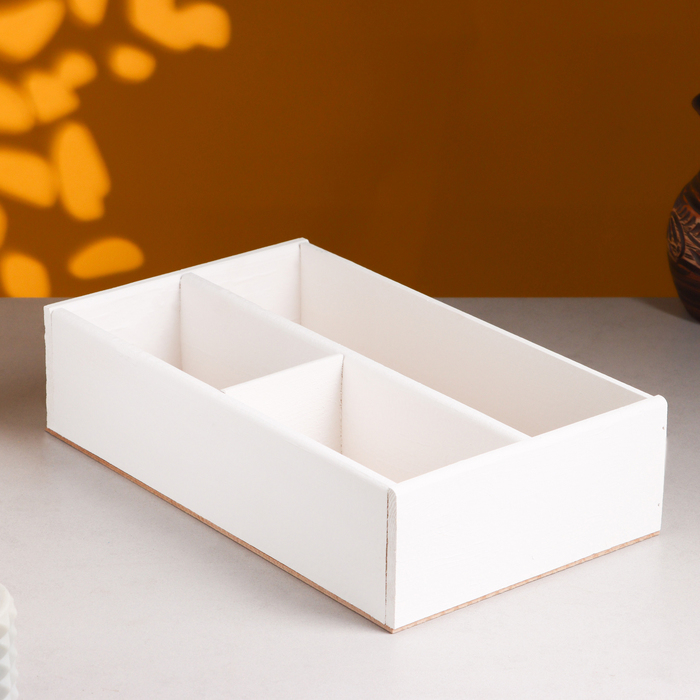 Ящик деревянный 20.5&times;34.5&times;10 см подарочный комодик, белая кисть